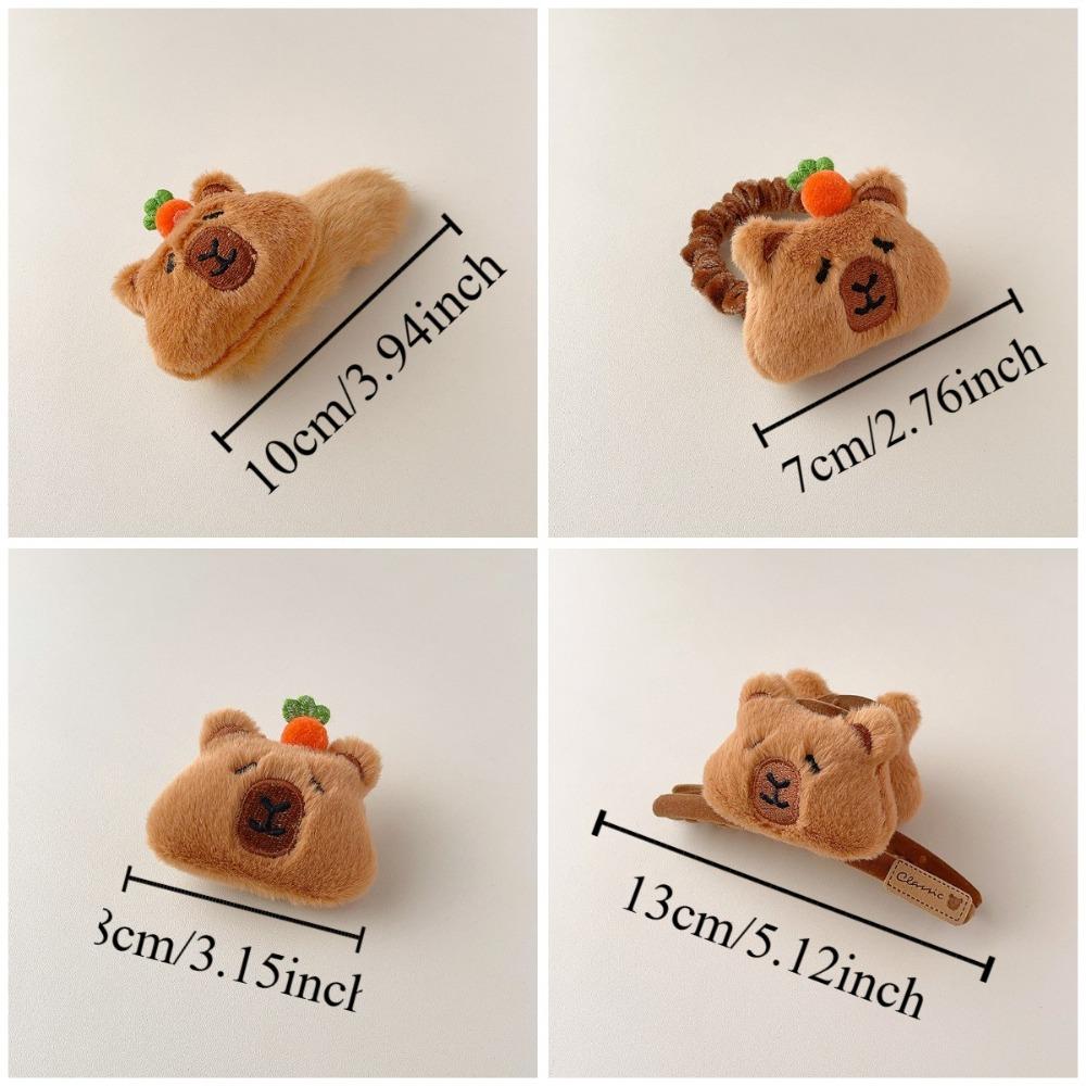 Hair Accessories Flocking Capybara Hair Ring Kawaii Sweet Cartoon Duckbill Clip Animal Funny Plush Claw Clip School