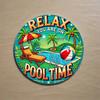 Forged Iron Wall Art Bacchus Poolside Cocktail Mandala with Palm Metal Sign for Home Decor