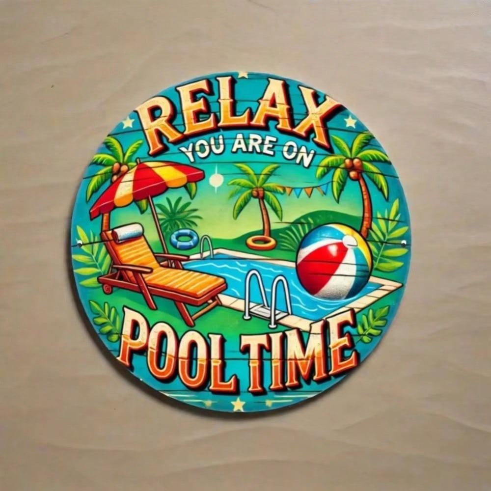 Forged Iron Wall Art Bacchus Poolside Cocktail Mandala with Palm Metal Sign for Home Decor
