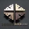4Pcs 34mm Zinc Alloy Jewelry Wooden Box Triangle Corner Decorative Protectors Furniture Carved Table Corner Brackets Protection