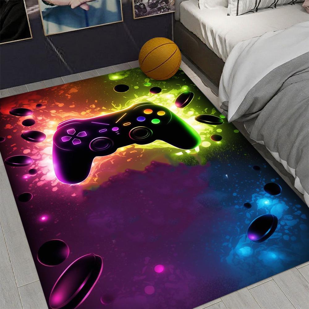 Gaming-Teppich für Jungenzimmer, Gamer-Teppich mit Controller-Design, Teppich für Spielzimmer, Schlafzimmer-Dekor, rutschfeste, maschinenwaschbare Matte