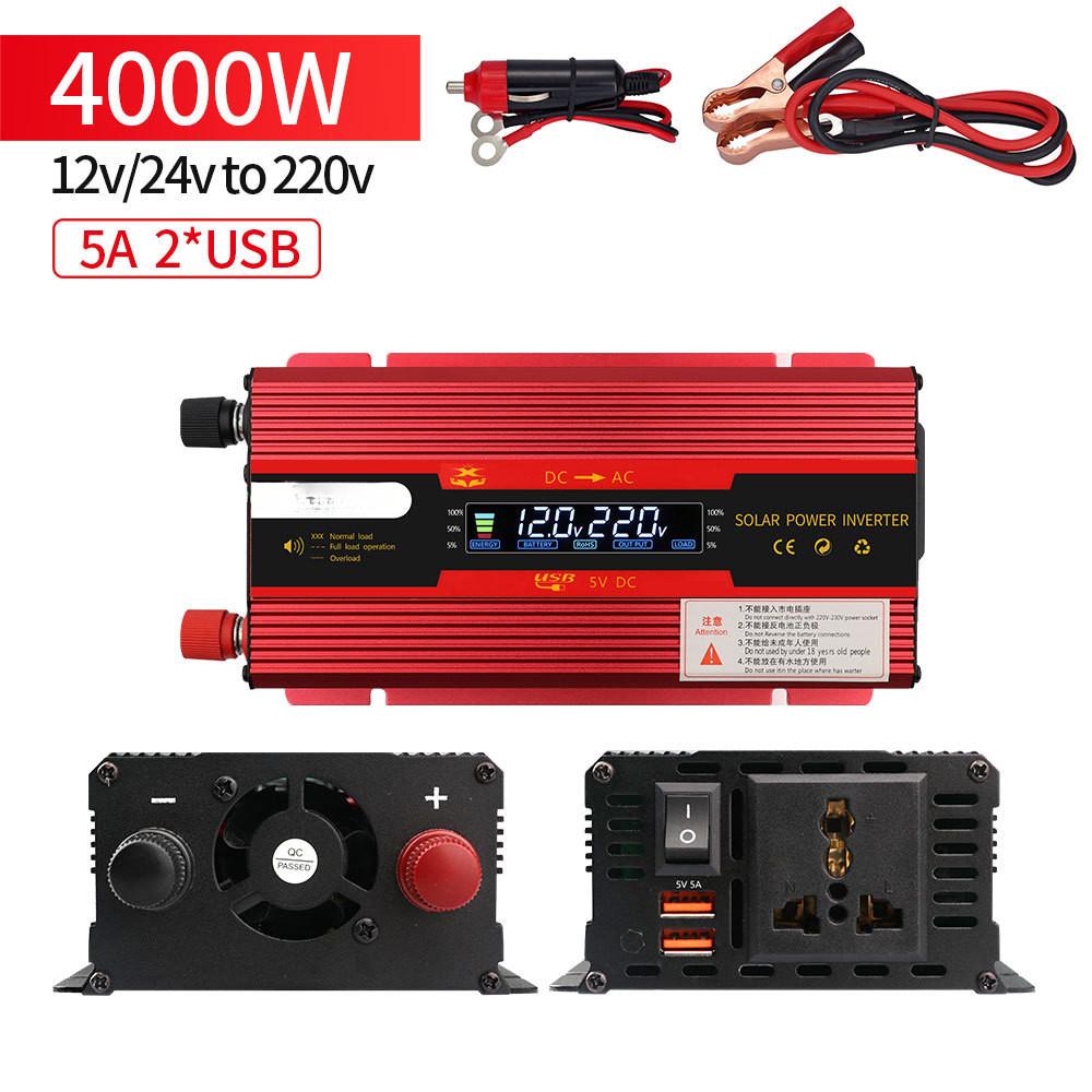 1000W/3000W/4000W/6000W High Power Universal USB Car Inverter 12v24v to 220V Household Power Converter Portable Sine Wave Inverter