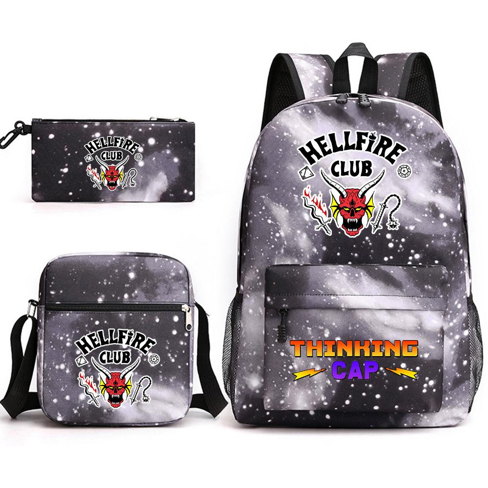 Peripheral Student Schoolbags, Backpacks, Three-Piece Canvas Bags, Oblique Span Bags, Pencil Bags