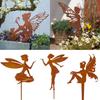Outdoor Garden Patio Ornaments Flower Fairy Goblin Silhouette Metal Iron Crafts Elf Decoration