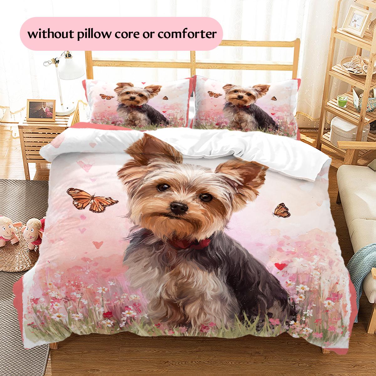 

Pink Yorkshire Terrier Pattern Bedding Home Decoration Birthday Gift (1 * duvet cover + 2 * pillowcase, without core) 135x200cm