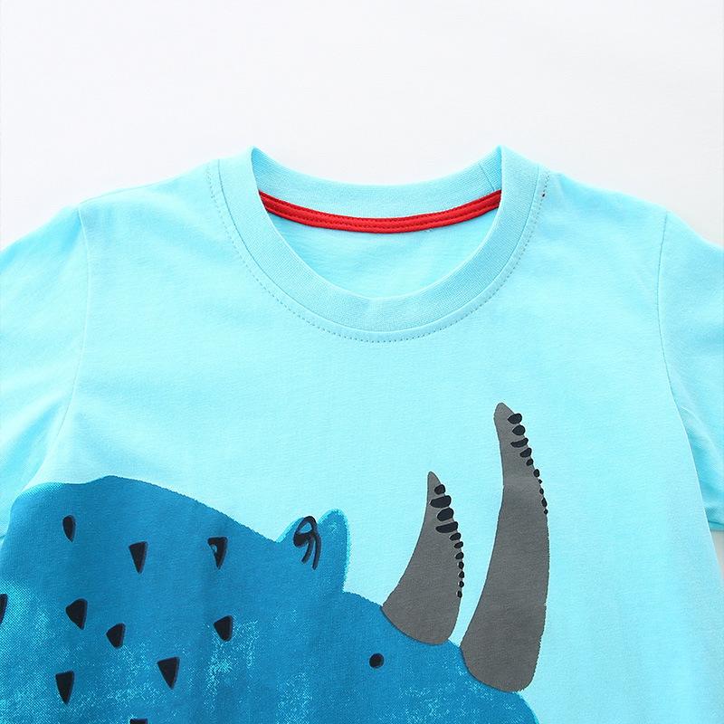 Summer new boys' short-sleeved suit style fashion printed children's plaid shorts two-piece set