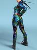 Mehrfarbiger Druck Feier Party Damen Kinder Regenbogen Sexy Skinny Jumpsuit Tragen Onesie Cosplay Kostüm Elastische Bodysuits Strampler