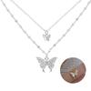 Stylish Adjustable Double Layer Butterfly Pendant Necklace With Hypoallergenic Material