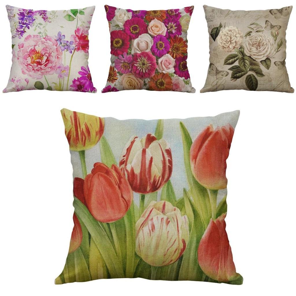 Vintage Flower Cotton Linen Cushion Cover Soft Decorative Pillow Case For Home Comfort
