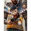 Funny Men's T-shirts Cute Cat 3D Print Tops Men Women Short Sleeve Tee Oversized Streetwear T Shirt Casual Simple Men's Clothing