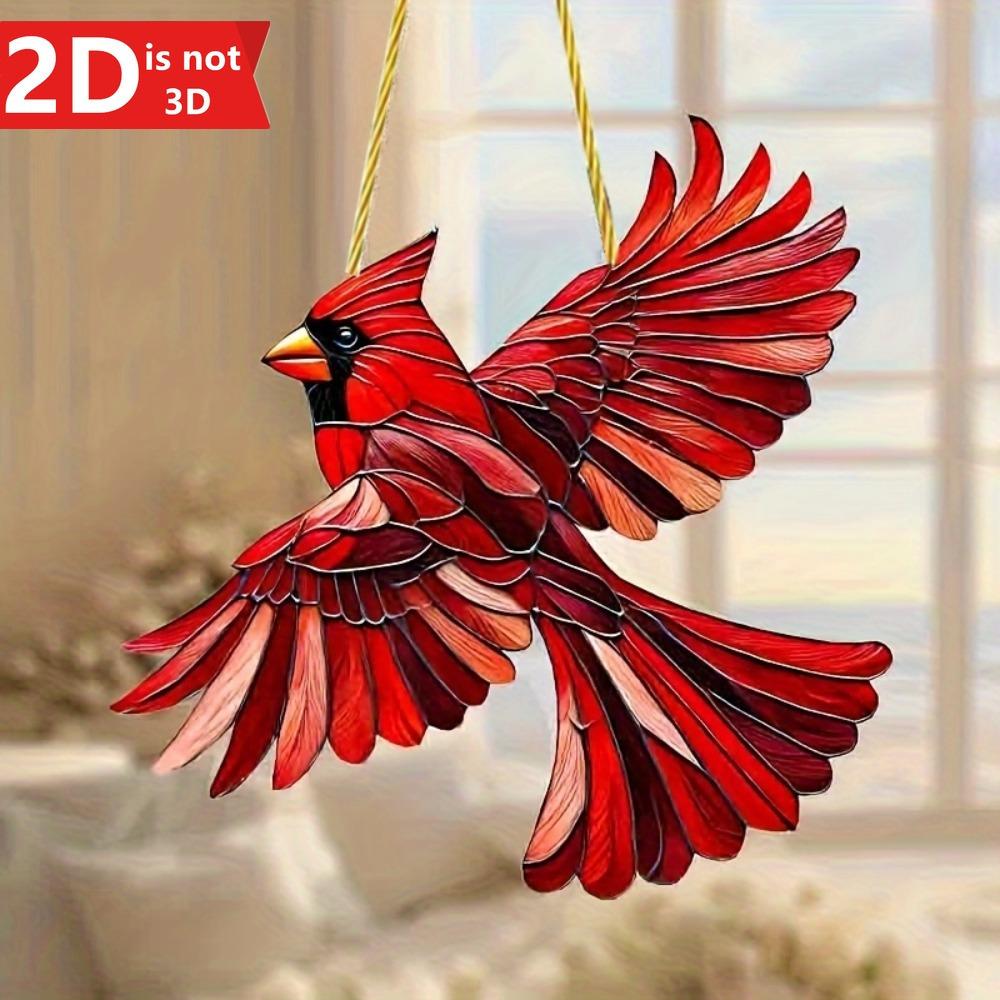 

2D Red Bird Sun Catcher. Inspiring animal-themed wall decor for festive parties. чистый