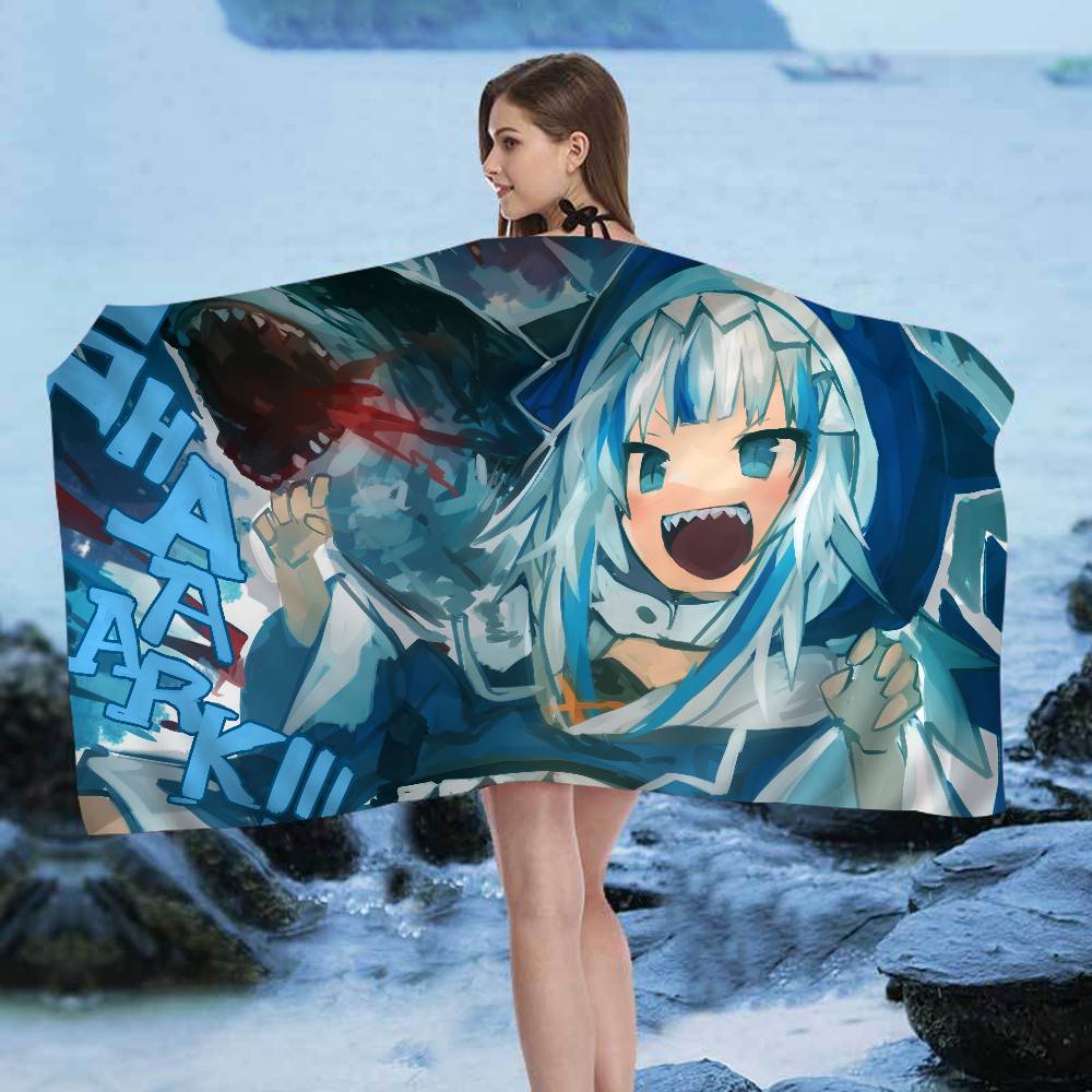 

Hololive VTuber Gawr Gura Beach Towel Colorful Bath Towels for Girl Microfiber Quick Sand Free Beach Yoga Spa Gym Pool W40*H60(CM)