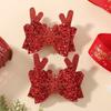 2pcs Glitter Christmas Kids Bows Hairpin for Girls Antlers Printed Fabric Ponytail Clips Christmas Holiday Prom Hair Accessories
