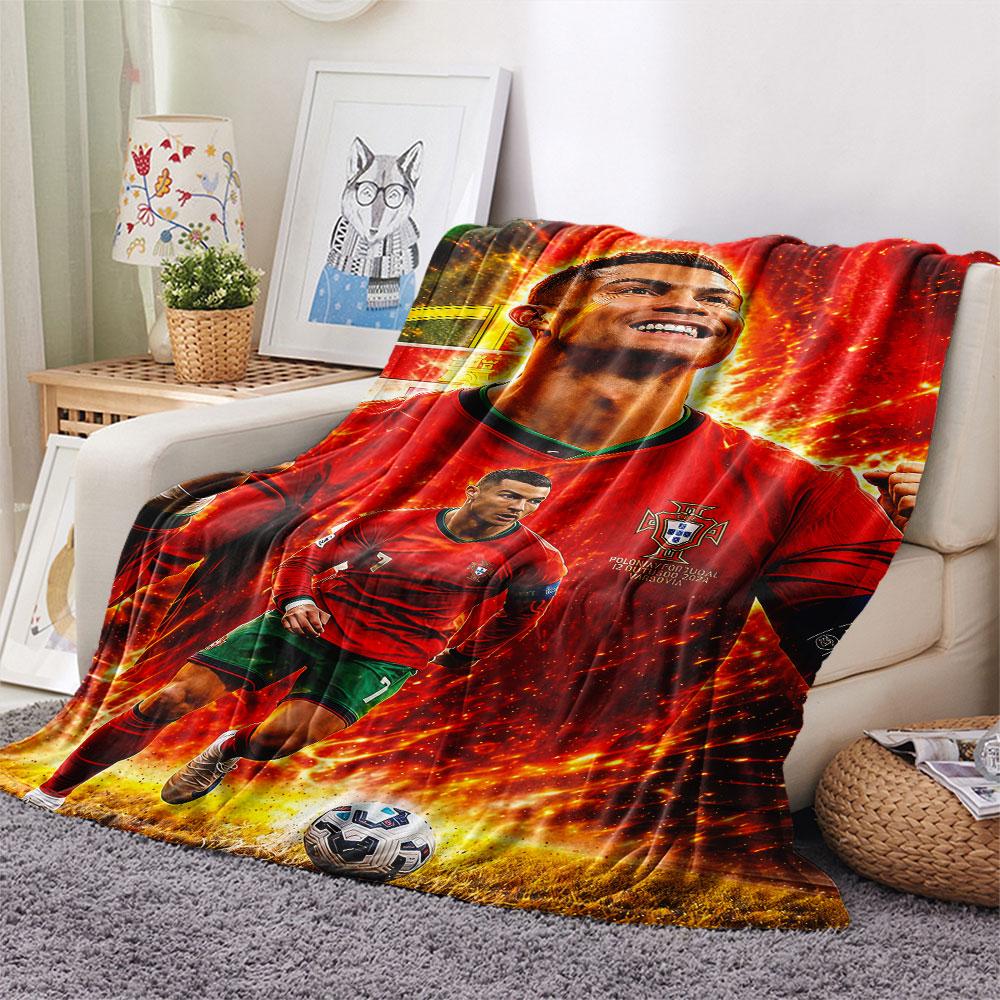 1PC CR7 Patterned Flannel Blanket Suitable For All Seasons for Home Decor Warmth and Comfort Gifts Holiday Present