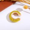 Retro Fashion C-Shaped Bling Ear Clips with Colored Diamonds - Trendy No-Pierce Earrings