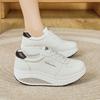 Women Platform Casual White Leather Elevator Shoes Thick Sole Height Increase Sneakers