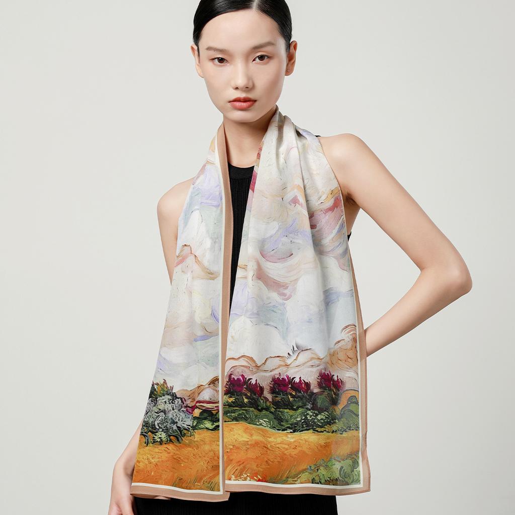 Autumn new 100% mulberry silk heavyweight double crepe long scarf for women's silk scarf and scarf