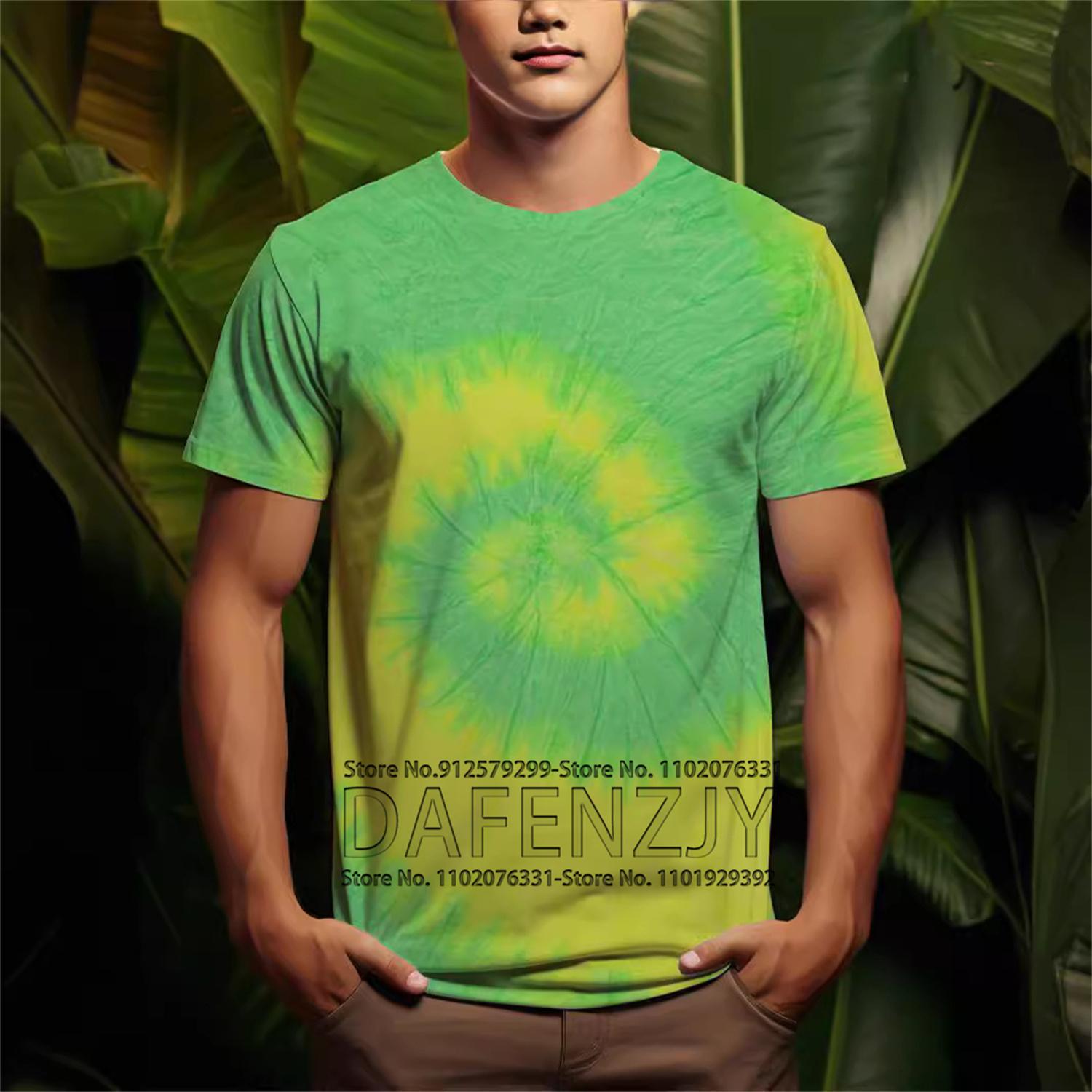 

Men s Vintage T-Shirt 3D Tie Dye Printed T Shirt Hip Hop Personality Designed Short-Sleeved Daily Casual Clothing L синий