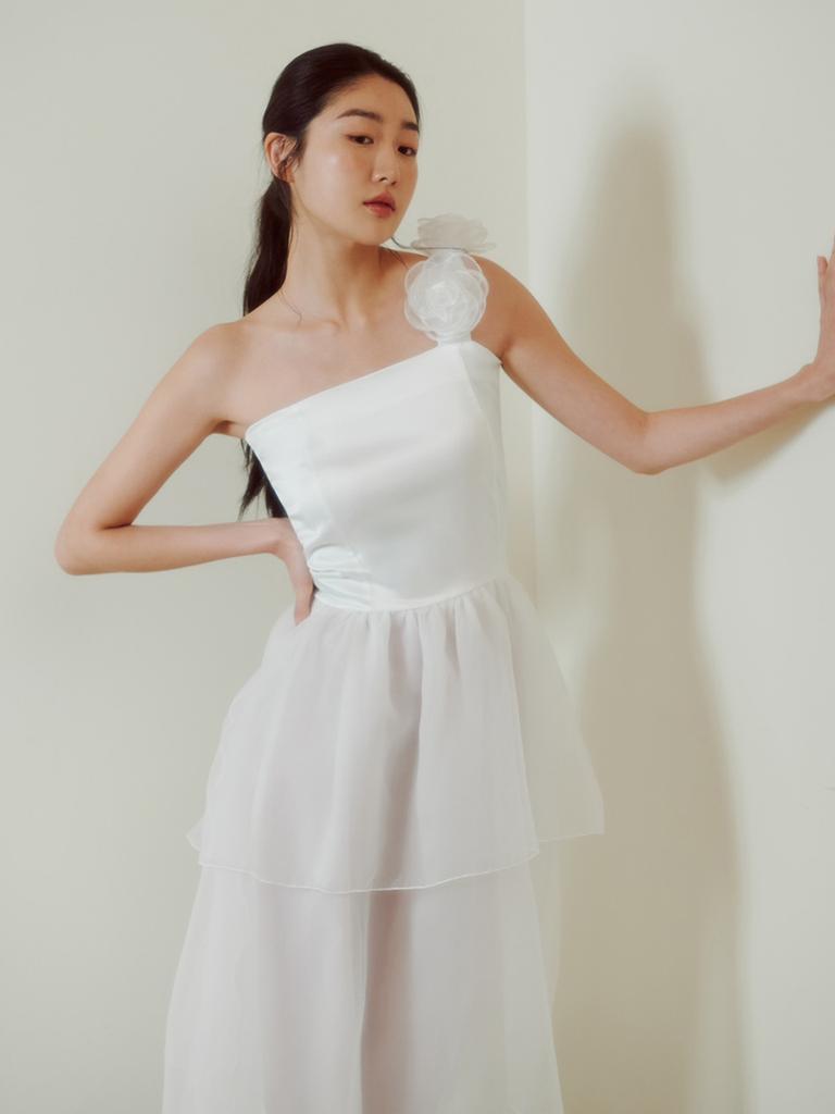 GANISONG Bridal Rose Peony Dress_White