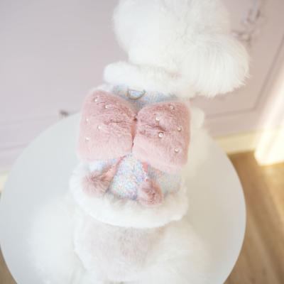 Pet Dog Teddy Bear Colorful Bow Set Cotton Coat Autumn and Winter Warm Coat, Cat Clothes Dog Clothes for Small Dogs Jacket Puppy