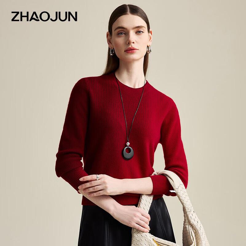 Zhaojun Women's Gradient Pure Cashmere Round Neck Thick Knit Sweater