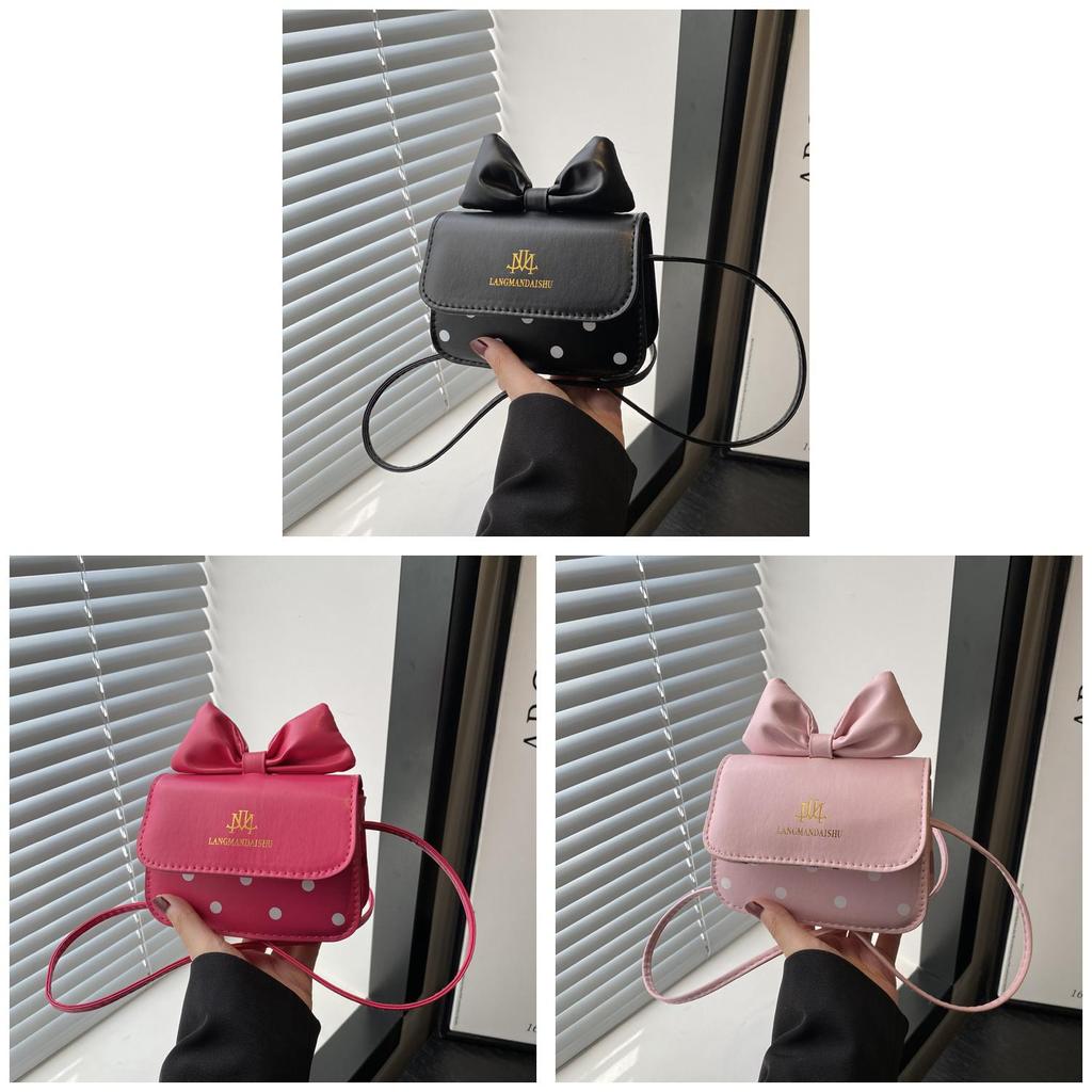 Girl Butterfly Knot Pu Mini Shoulder Bag With Cell Phone Pocket For Daily Use