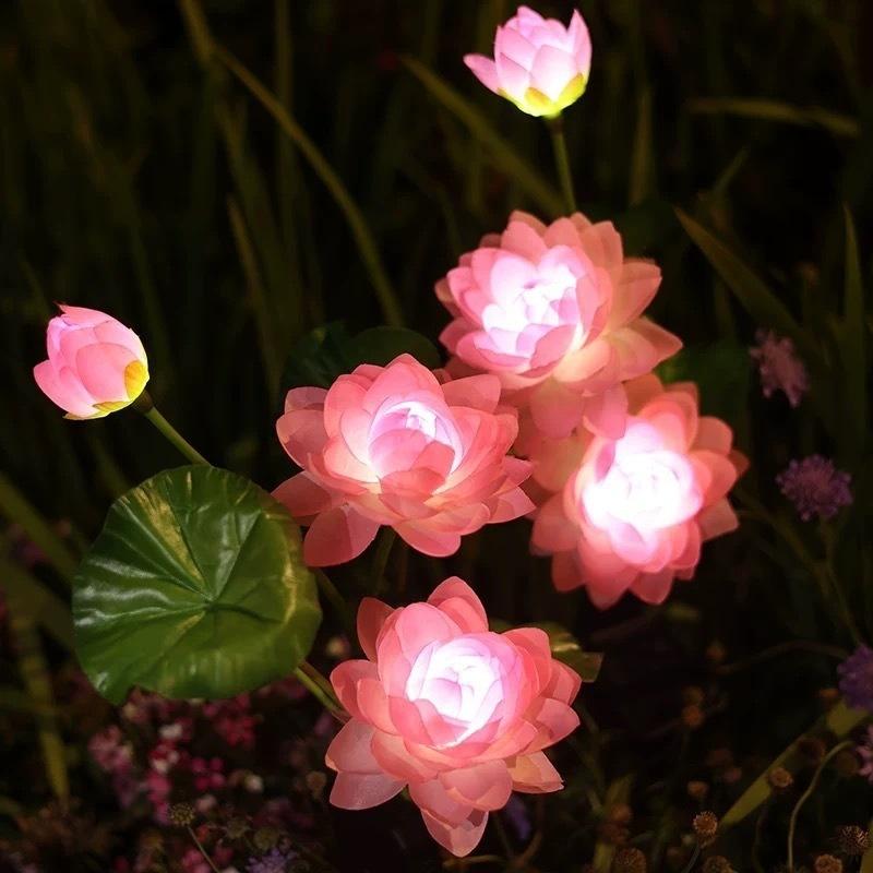 Solar Garden Light Lotus Lawn Light Outdoor Garden Balcony Courtyard Villa Landscape Ambience Decorative Floor Insert Light