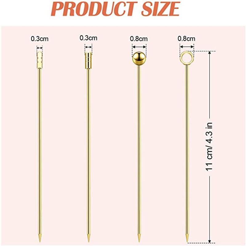 10 Pcs 304 Stainless Steel Food Picks Reusable Cocktail Sticks Reusable Drink Picks Martini Picks Toothpicks Fruit Picks