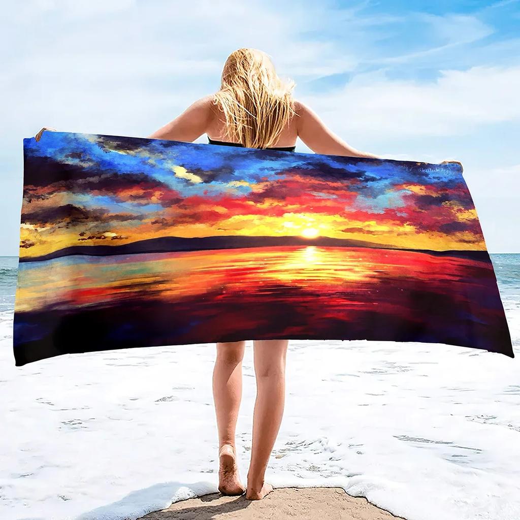 Sunrise Bath Towel Large Soft Lightweight Bath Sheet Blanket Sand Towel Beach Blanket Sand Free-Microfiber Quick Dry Pool Towel