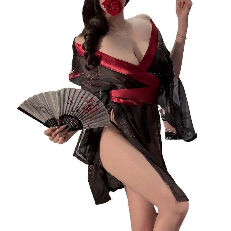 Sexy Lingerie Sexy Kimono Uniform Pure Desire Free Print Black Bath Cosplay