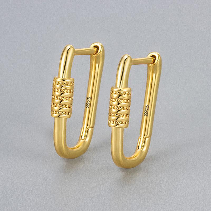 925 Sterling Silver Earrings For Women Trendy Gold Color Geometric Earring Jewelry Prevent Allergy Party Accessories Gift