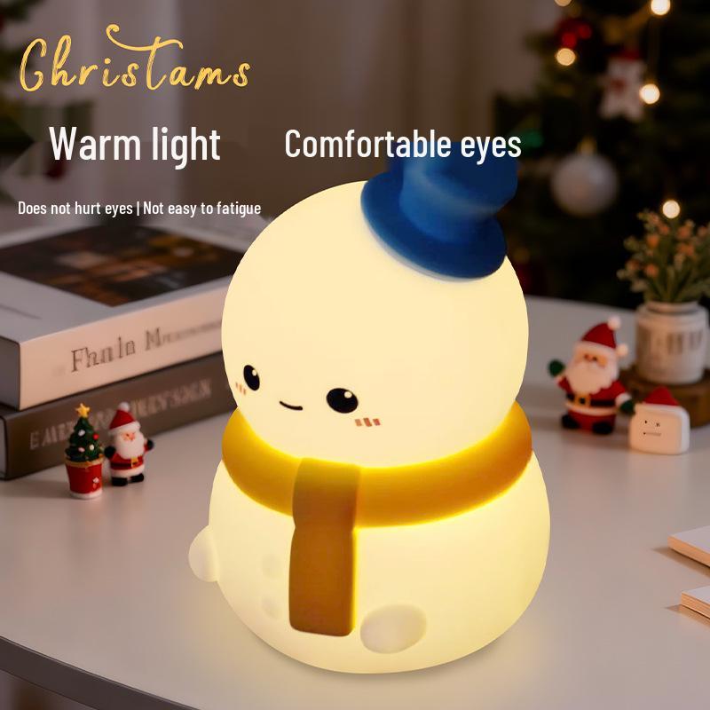 Snowman Pat Cartoon Christmas Night Light - Creative Desk Lamp for Kids, Color-Changing Bedside Gift