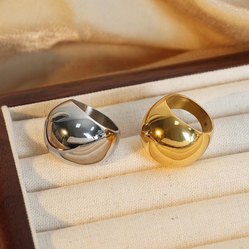 Fashion Women'S Stainless Steel Ring Oval Female Luxury Ring Punk Accessories Aesthetics Zircon Party Gift Wholesale