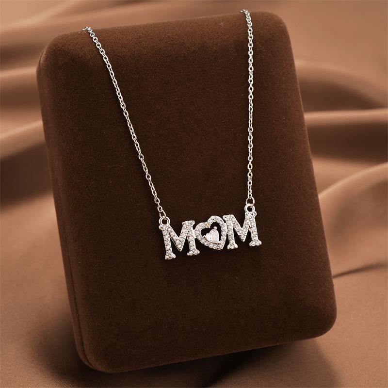 

ZAKOL Shiny Micropaved Zirconia MOM MAMA Letter Pendant Necklace Romantic Love Mother s Day Birthday Party Zircon Gift