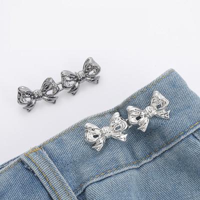 1Pair Bowknot Waist Buckle Detachable Pant Clips Jeans Button Snap Adjustable No Sewing Waistband Tightener Clothing Accessories