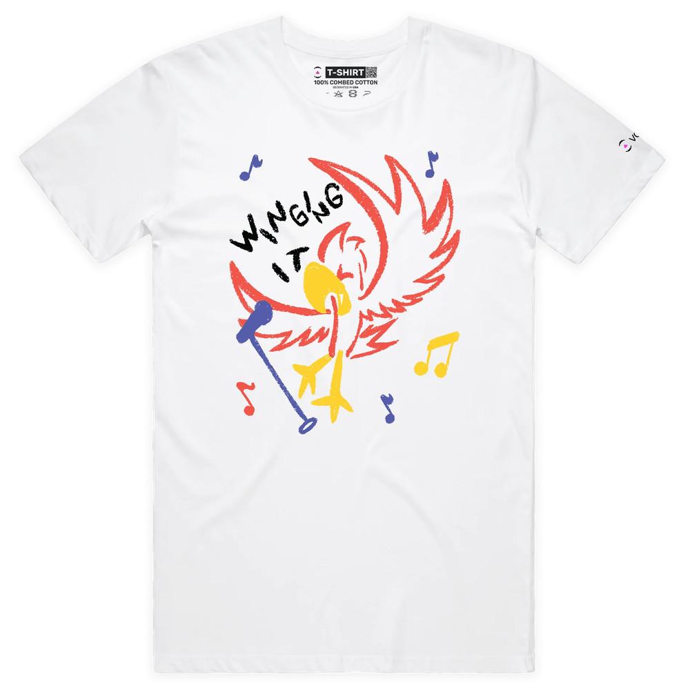 VOICEART Parakeet Winging It Funny Animals T-Shirt with Premium Quality Graphic L