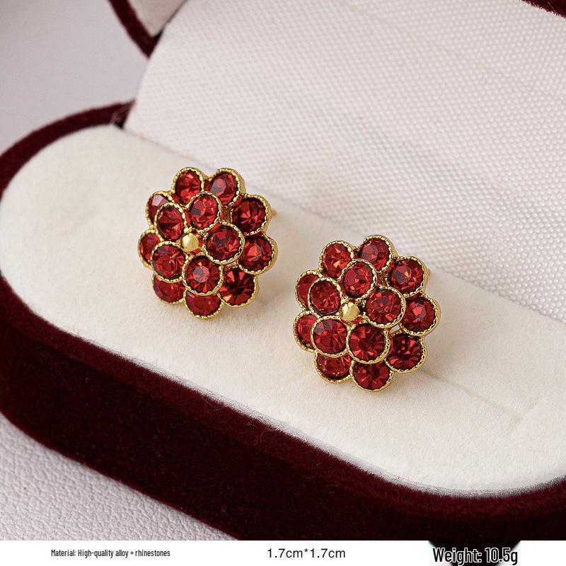 

Серьги-пусеты в ретро-стиле с красной глазурью «капля» для женщин - Уникальный нишевый дизайн начала осени