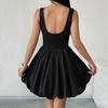 Vest Dress2025 Women's New Summer Sleeveless Open Back Bud Short Skirt Stitching Ruffle Vest Dress