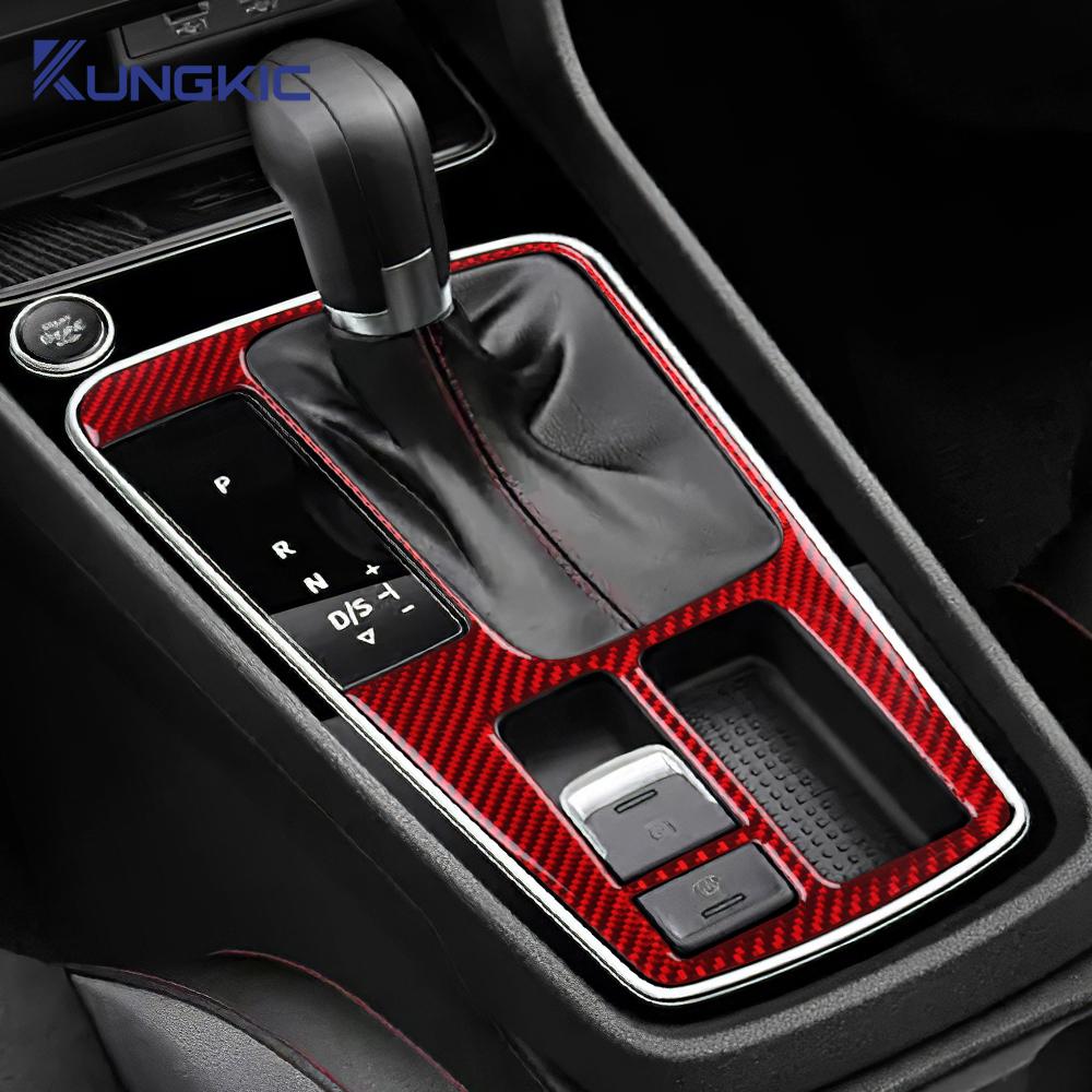 For Seat Leon 2017 2018 2019 Real Soft Carbon Fiber Sticker LHD RHD Car Gear Shift Inner Frame Panel Trim Interior Accessories