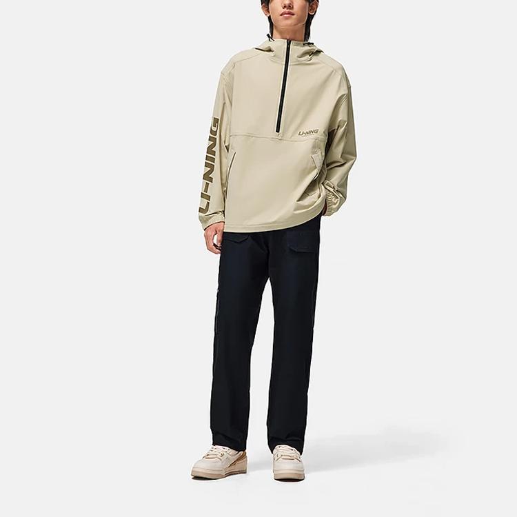 Li Ning Sports Lifestyle Series Lettered Hooded Pullover Jacket Unisex Jackets Cocoa AJDT745-3