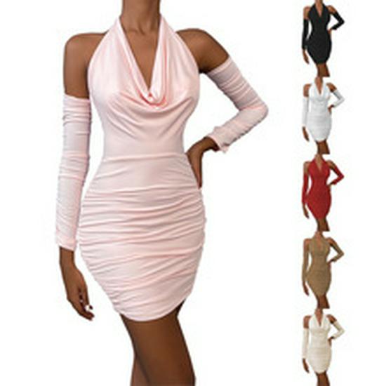 2025 European Women's Summer Pleated Irregular Long Beach Dress