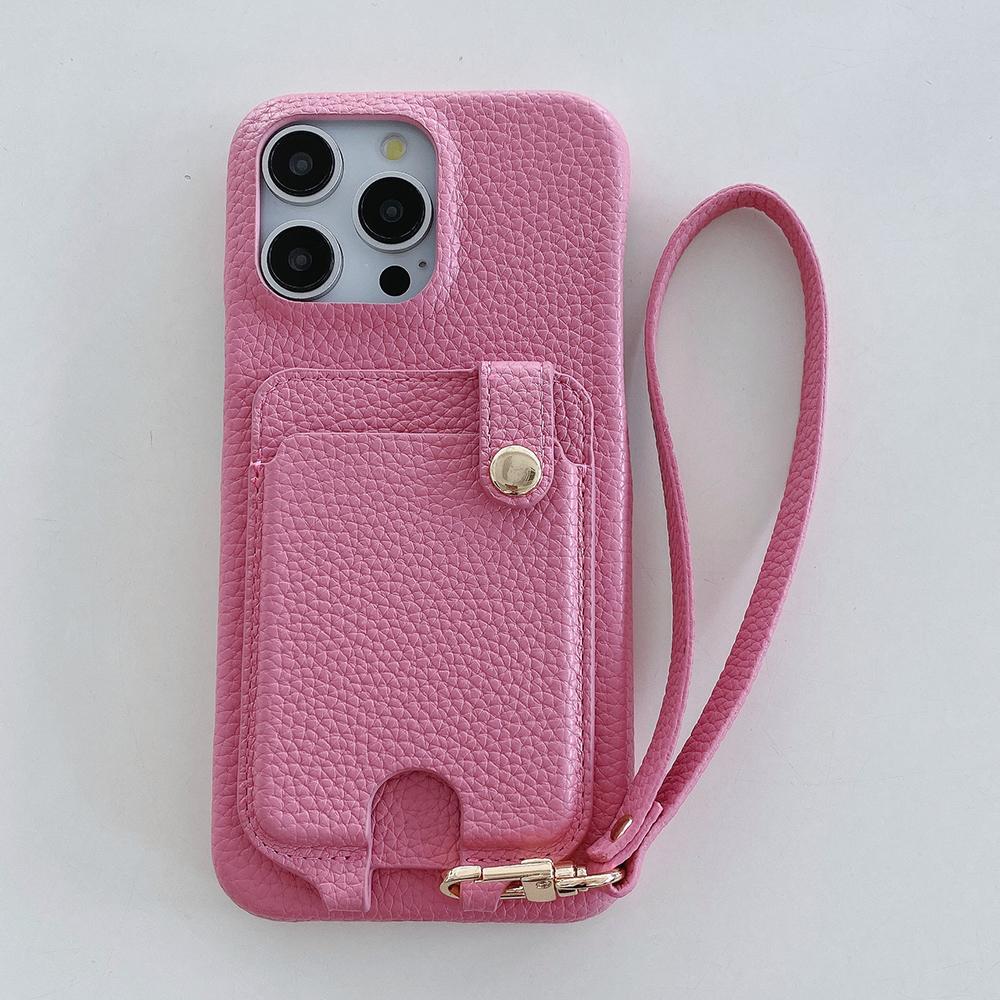 Wrist Strap Cards Pocket Leather Cellphone Cover for Samsung S25 Ultra S24 PU Wallet Android Phone Case for iPhone 16 15 14 12