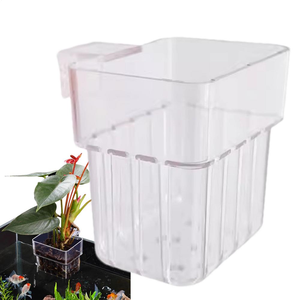 Fish Tank Plant Holder Aquarium Plant Basket Transparent Fish Tank Planter Hydroponic Planting Basket for Fish Tank Landscape