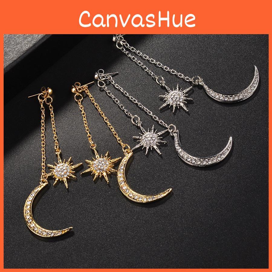 Fashion Sun The And The Moon Chain Long Earrings Rhinestone Exquisite Jewelry Valentines Gift Day