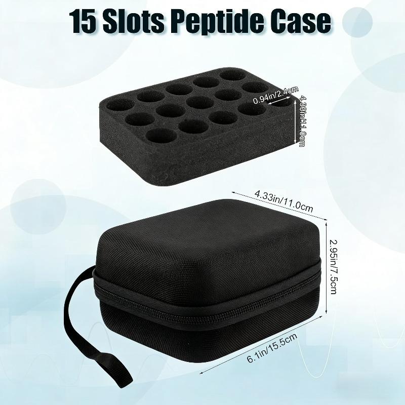 Insulin Vial Holder 15 Slots for 10ml Vials Handheld Peptide Case with Foam Protection Portable Insulin Storage Case (Case Only)