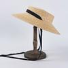 Fashion Women Summer Hat Wide Brim Beach Hat Ribbon Tie Wheat Straw Hat Outdoorsman Boater Hat Sun Protective Panama