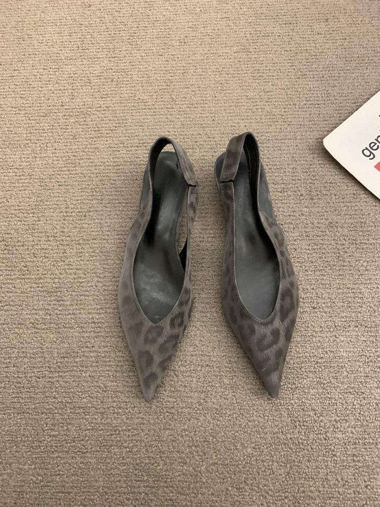 

Pointed temperament silver bag head sandals fairy shoes new spring gentle shoes single shoes 40 леопардовый
