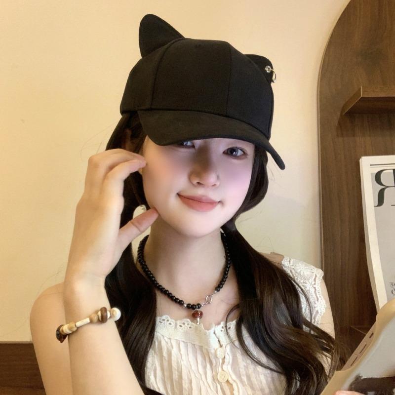 Self-developed Cute Sweet Three-dimensional Cat Ears Baseball Cap Children Spring and Summer Thin Hard Top Sunshade