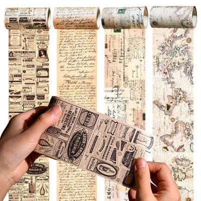 2/3 Rolls Retro Masking Tape, Vintage Map Washi Tape for Scrapbooking, Journaling, Gift Wrapping, Album Decoration YMY