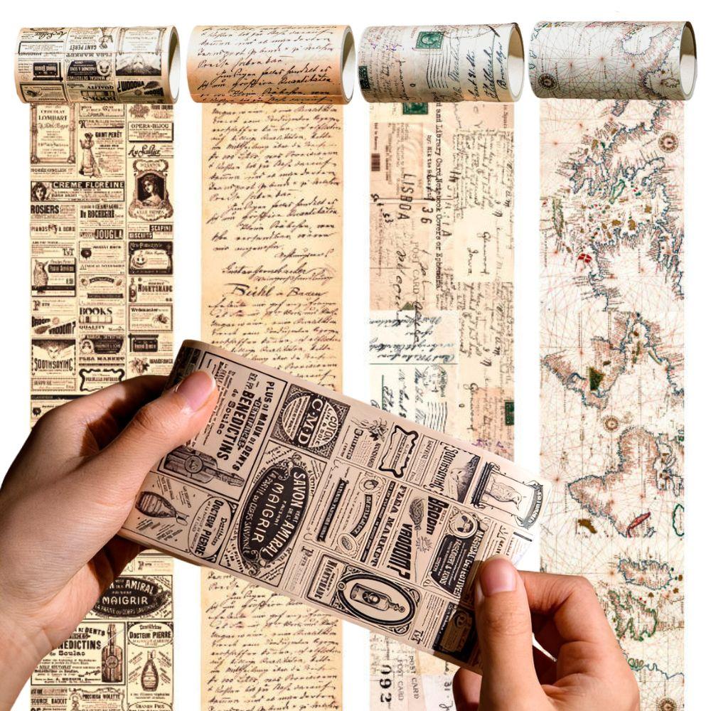 2/3 Rolls Retro Masking Tape, Vintage Map Washi Tape for Scrapbooking, Journaling, Gift Wrapping, Album Decoration YMY